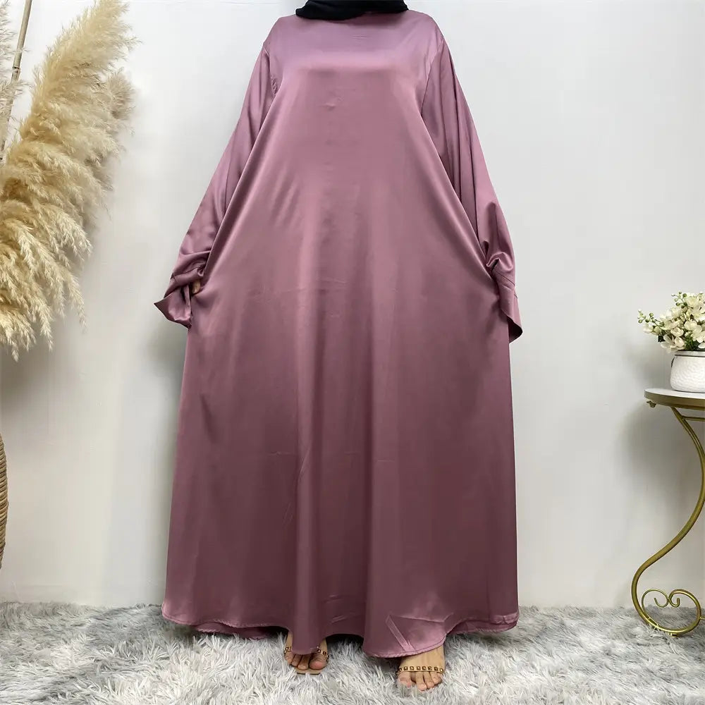 Robe musulmane en satin à lacets pour femme