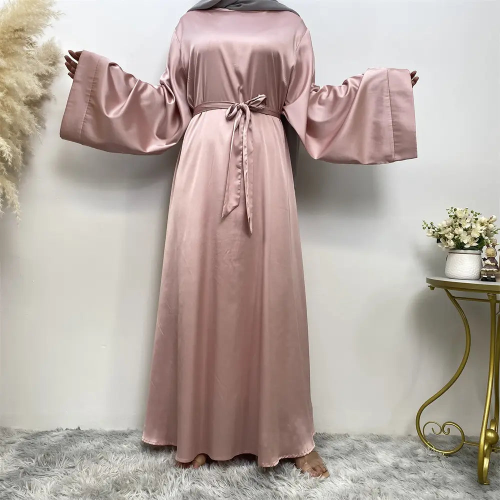 Robe musulmane en satin à lacets pour femme