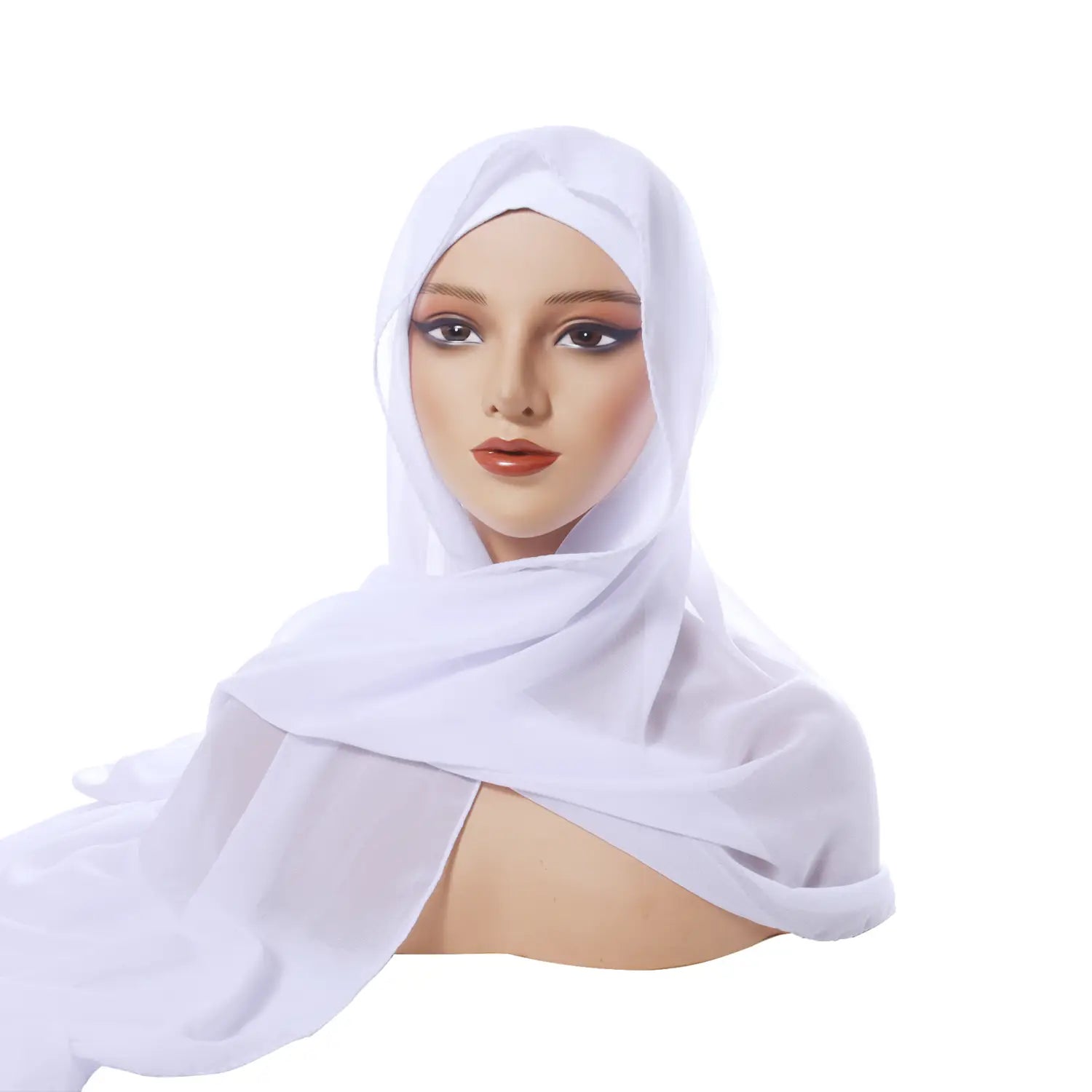 Turban en mousseline de soie plissé avec cordon de serrage et bonnet monochrome
