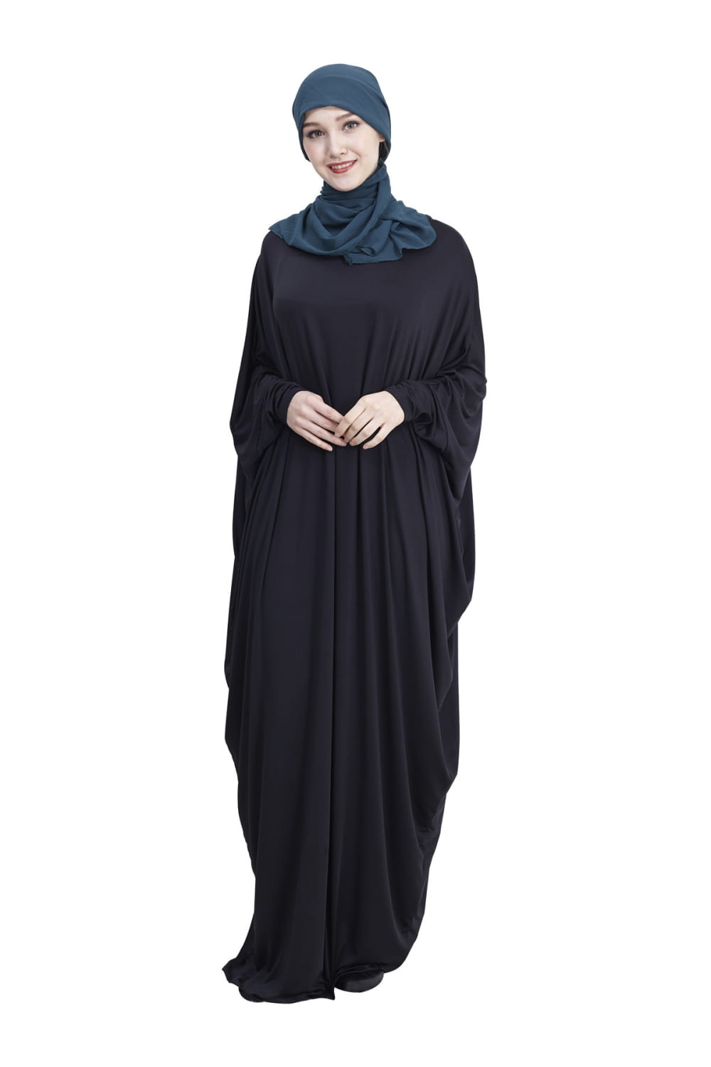 Robe musulmane arabe décontractée multicolore à manches chauve-souris