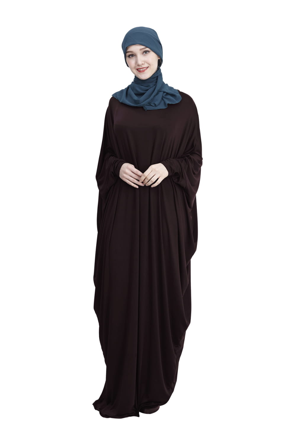 Robe musulmane arabe décontractée multicolore à manches chauve-souris