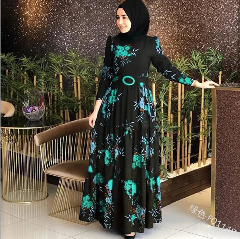 Robe musulmane imprimée grande taille pour femme 4XL