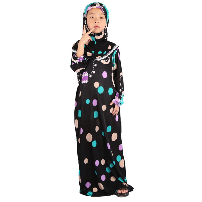 Robe Hui pour fille, vêtements de prière islamiques du Moyen-Orient, en tissu floral, pour enfants