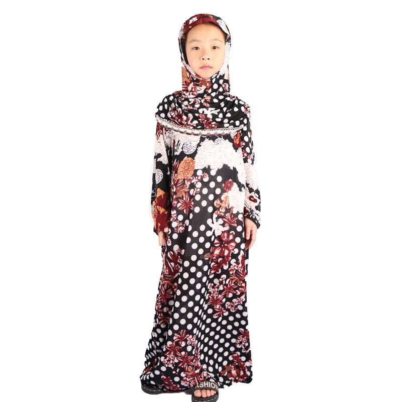 Robe Hui pour fille, vêtements de prière islamiques du Moyen-Orient, en tissu floral, pour enfants