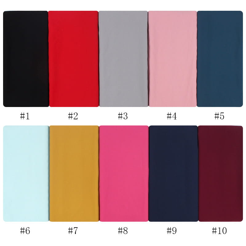 Foulard hijab en mousseline de soie monochrome à perles, 70 x 180 cm