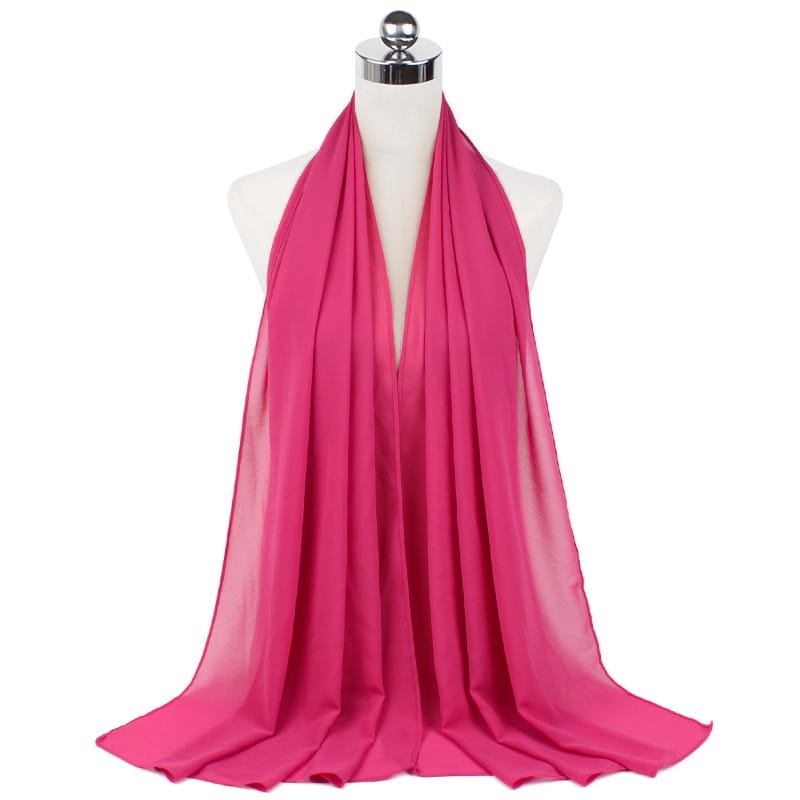 Foulard hijab en mousseline de soie monochrome à perles, 70 x 180 cm