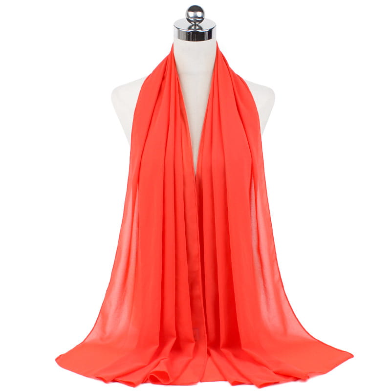 Foulard hijab en mousseline de soie monochrome à perles, 70 x 180 cm