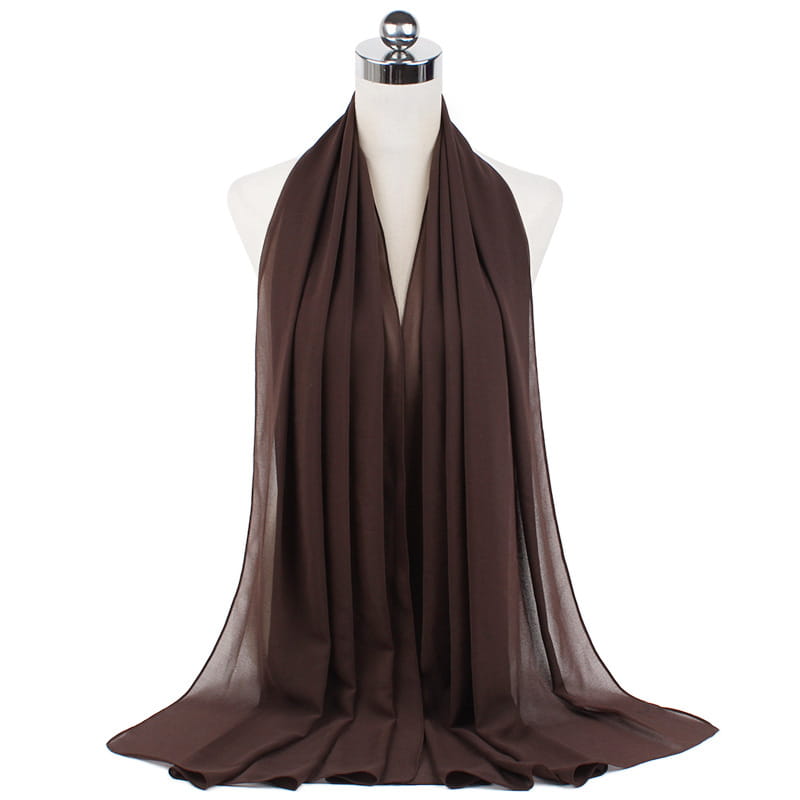 Foulard hijab en mousseline de soie monochrome à perles, 70 x 180 cm