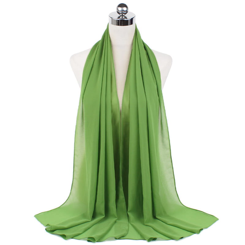 Foulard hijab en mousseline de soie monochrome à perles, 70 x 180 cm