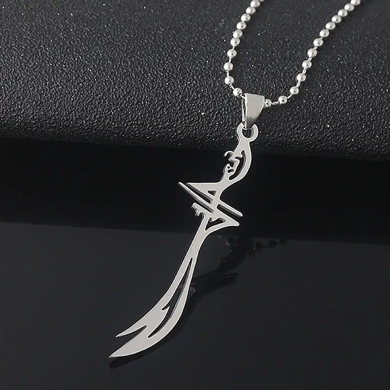 Collier avec pendentif en acier inoxydable représentant l'épée de l'imam Ali