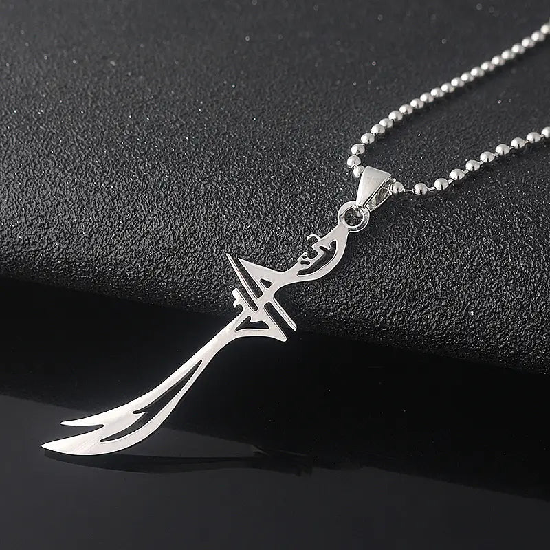Collier avec pendentif en acier inoxydable représentant l'épée de l'imam Ali