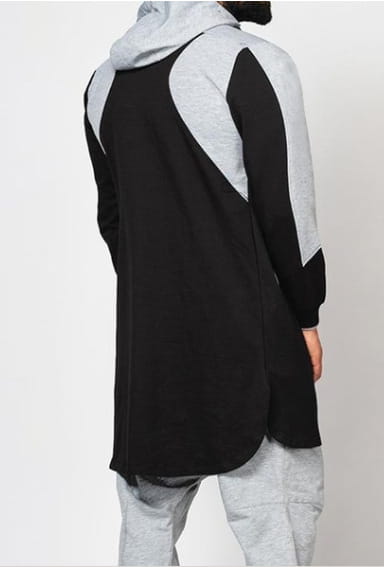 Robe musulmane à blocs de couleurs pour homme, sweat-shirt à poche zippée