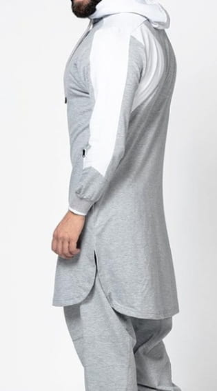 Robe musulmane à blocs de couleurs pour homme, sweat-shirt à poche zippée