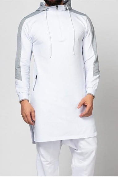 Robe musulmane à blocs de couleurs pour homme, sweat-shirt à poche zippée