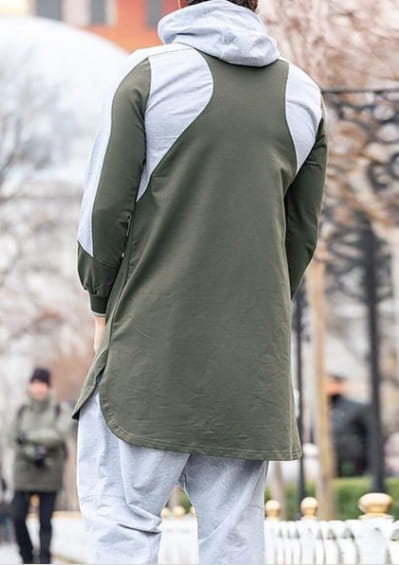 Robe musulmane à blocs de couleurs pour homme, sweat-shirt à poche zippée