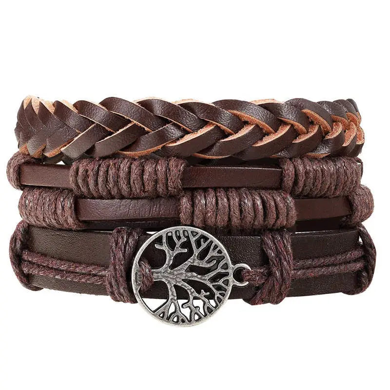 Bracelets et bracelets en cuir perlés à la mode