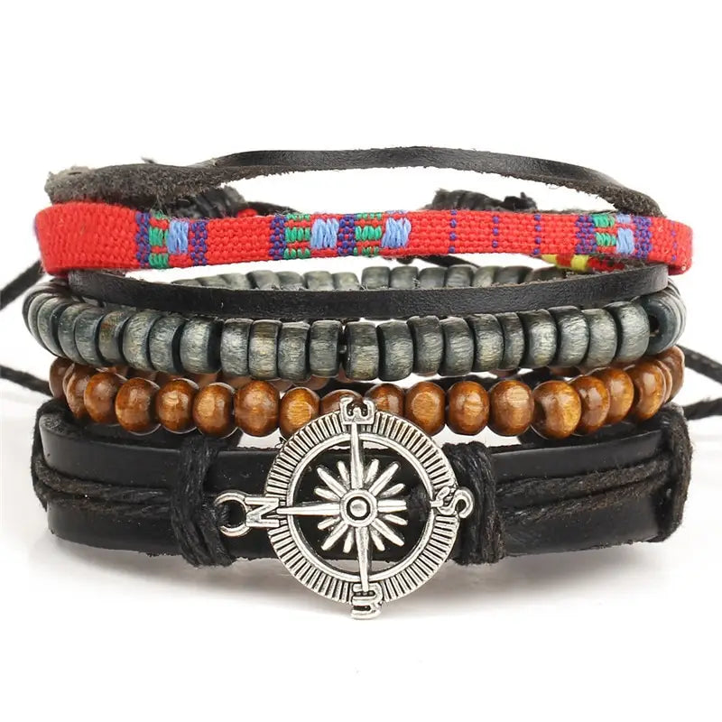 Bracelets et bracelets en cuir perlés à la mode