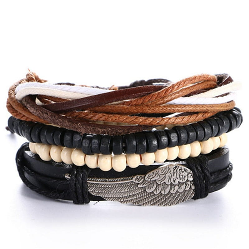 Bracelets et bracelets en cuir perlés à la mode