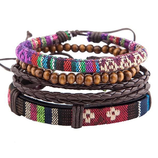 Bracelets et bracelets en cuir perlés à la mode
