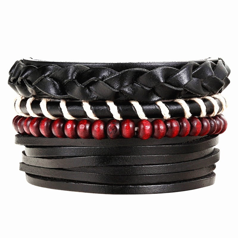 Bracelets et bracelets en cuir perlés à la mode