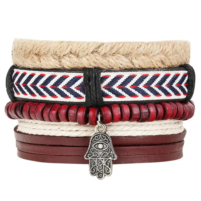 Bracelets et bracelets en cuir perlés à la mode