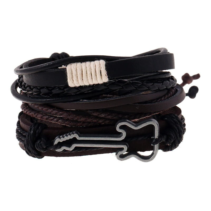 Bracelets et bracelets en cuir perlés à la mode