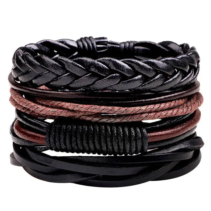 Bracelets et bracelets en cuir perlés à la mode