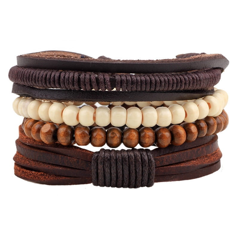 Bracelets et bracelets en cuir perlés à la mode