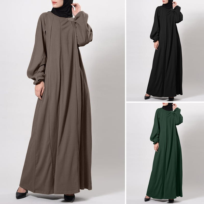 Robe ample de couleur unie pour femme, style musulman, style islamique