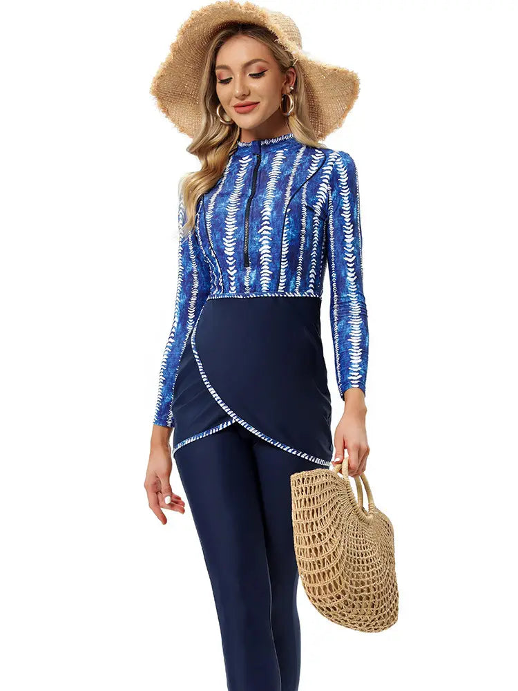 Maillot de bain musulman, pantalon à manches longues, ensemble trois pièces