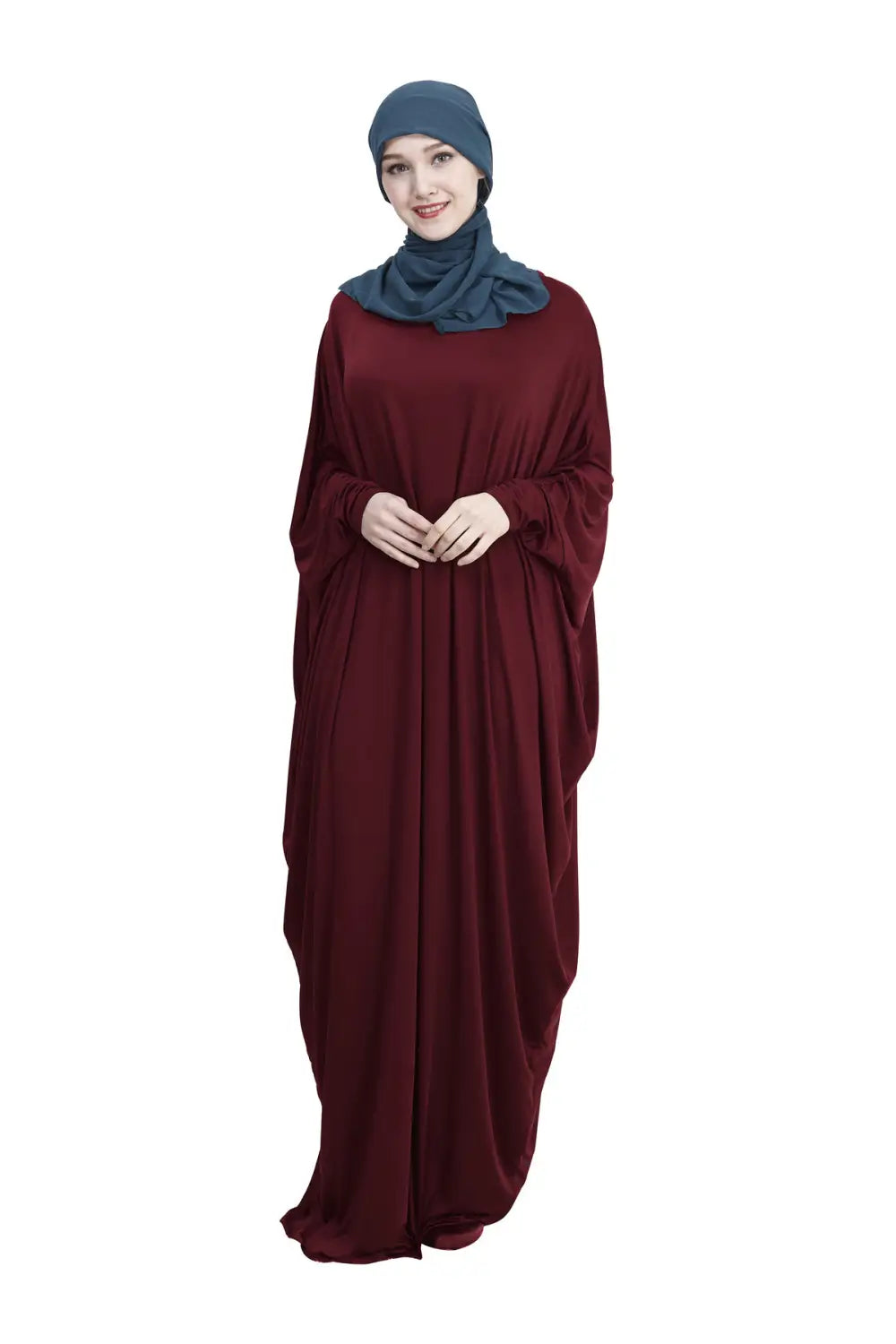 Robe musulmane arabe décontractée multicolore à manches chauve-souris