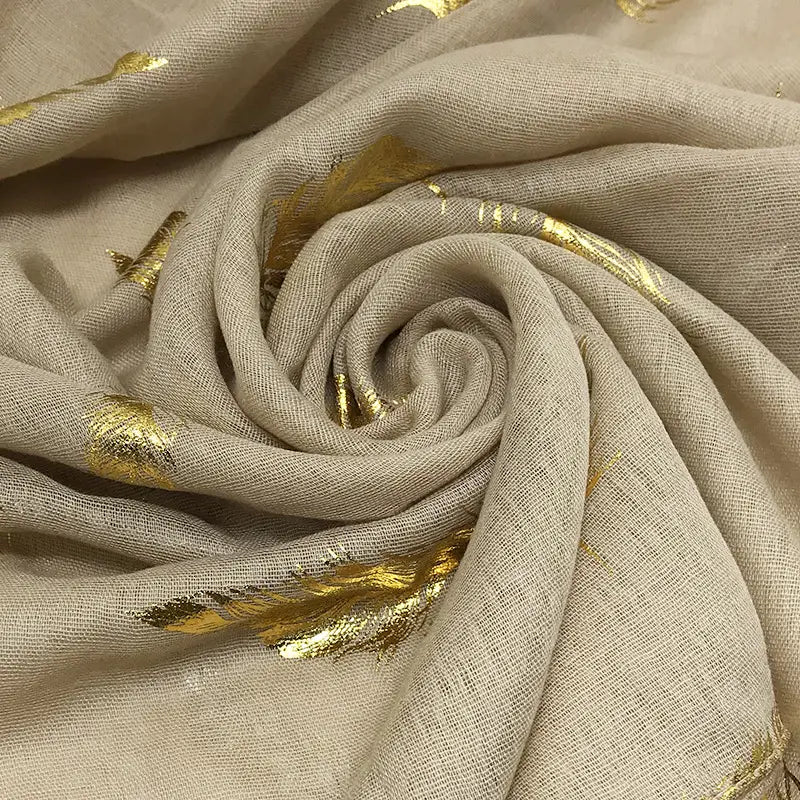 Écharpe turban polyvalente à imprimé feuilles d'or pour femme