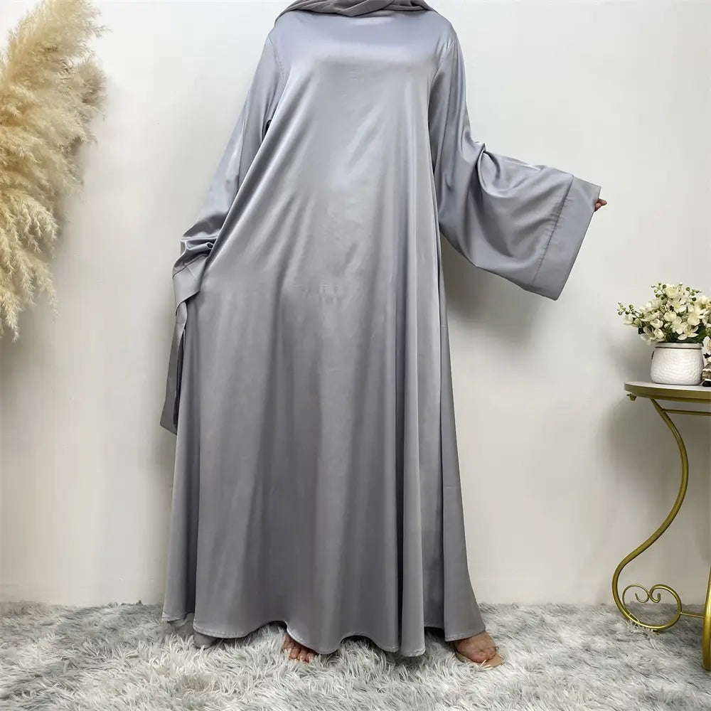 Robe musulmane en satin à lacets pour femme