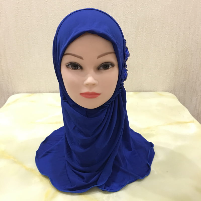 Chapeau turban pour petite fille avec voile à deux fleurs