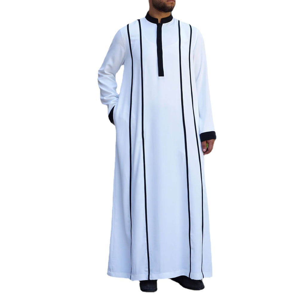Robe musulmane blanche assortie aux quatre saisons, de couleur universelle, européenne et américaine