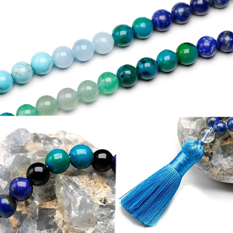 Parure de bijoux en pierre naturelle 8MM108 et lapis-lazuli