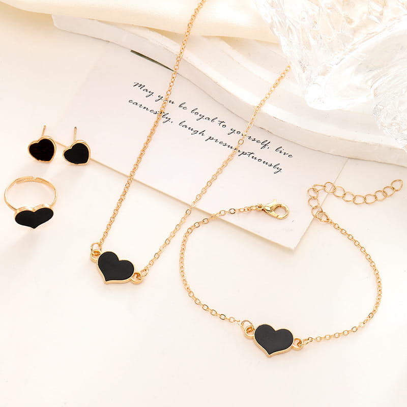 Ensemble de bijoux simples et tendance pour femme, collier et cœur, cadeau idéal pour une fête