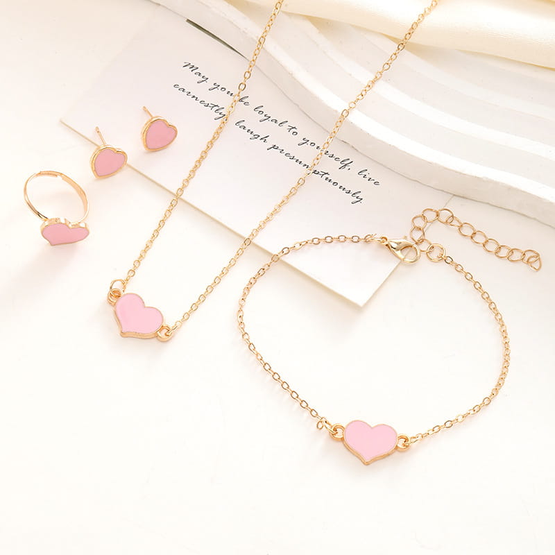 Ensemble de bijoux simples et tendance pour femme, collier et cœur, cadeau idéal pour une fête