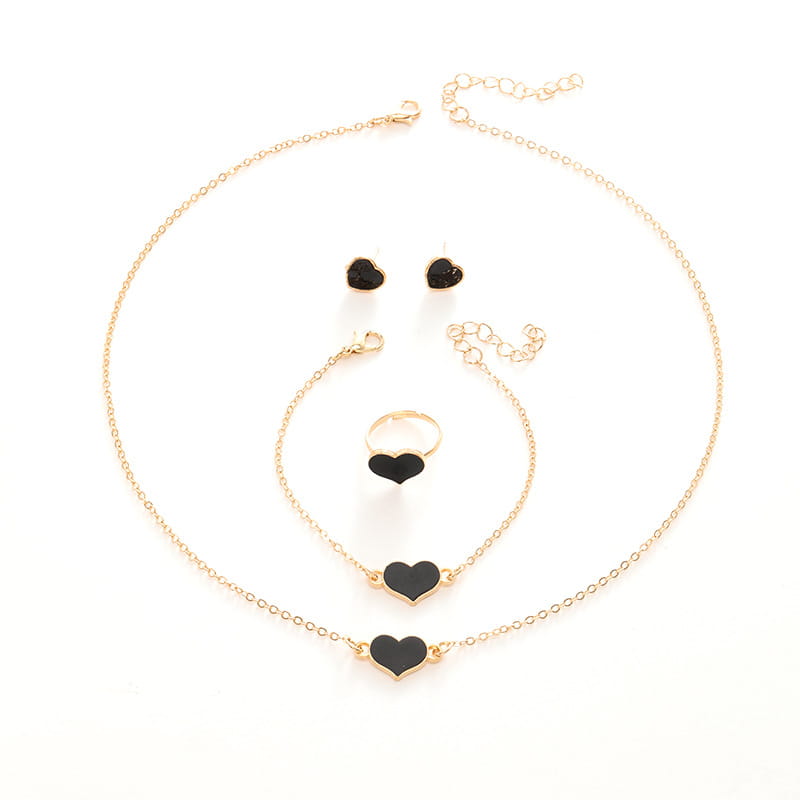 Ensemble de bijoux simples et tendance pour femme, collier et cœur, cadeau idéal pour une fête