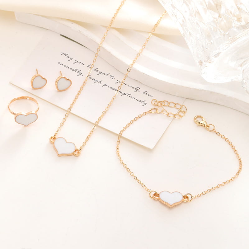 Ensemble de bijoux simples et tendance pour femme, collier et cœur, cadeau idéal pour une fête