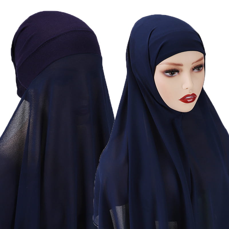 Ensemble foulard turban en mousseline de soie pour femmes musulmanes voilées