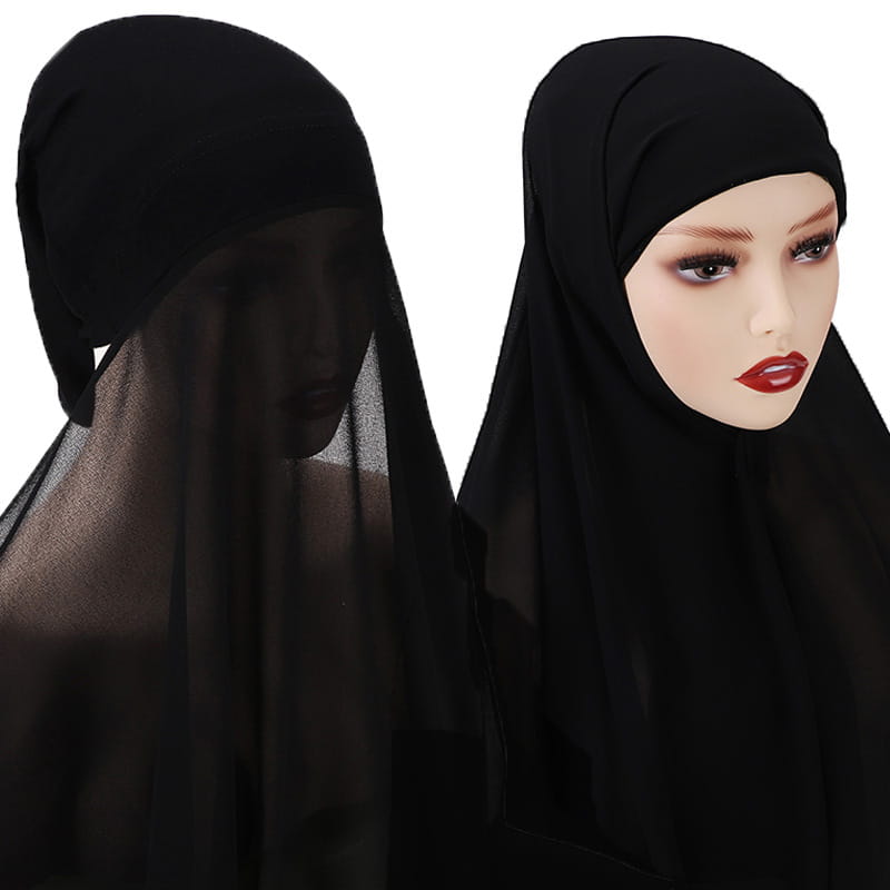 Ensemble foulard turban en mousseline de soie pour femmes musulmanes voilées