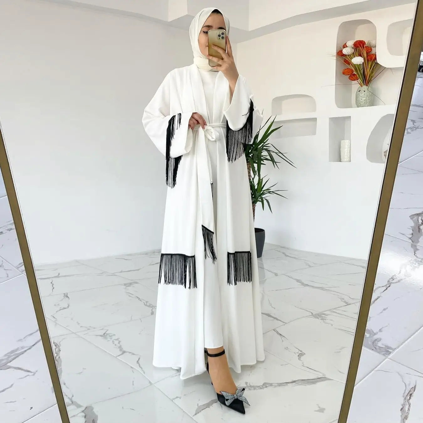 Vêtements ethniques arabes de Dubaï, Moyen-Orient, Abaya, manteau, robe à franges