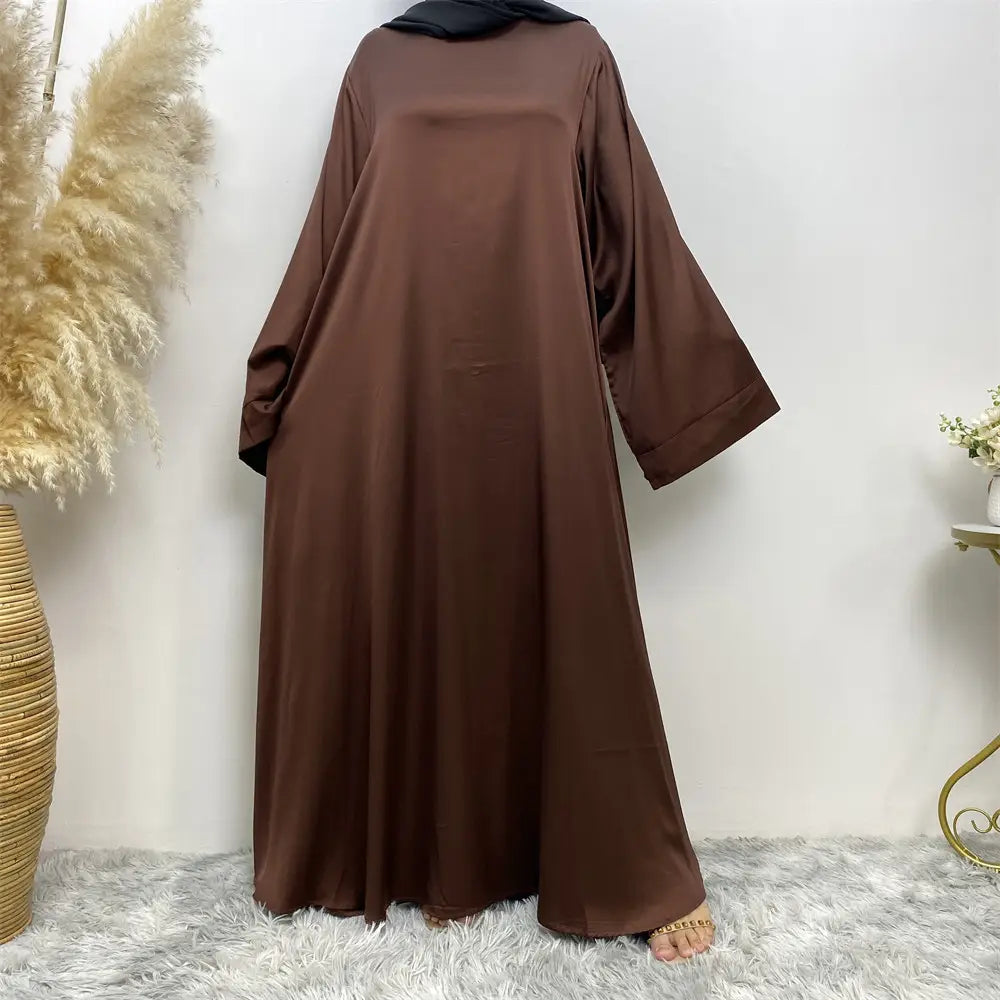 Robe musulmane en satin à lacets pour femme