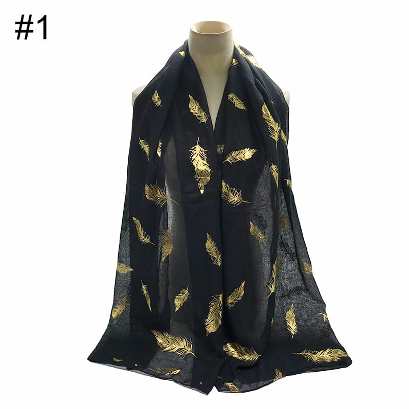 Écharpe turban polyvalente à imprimé feuilles d'or pour femme