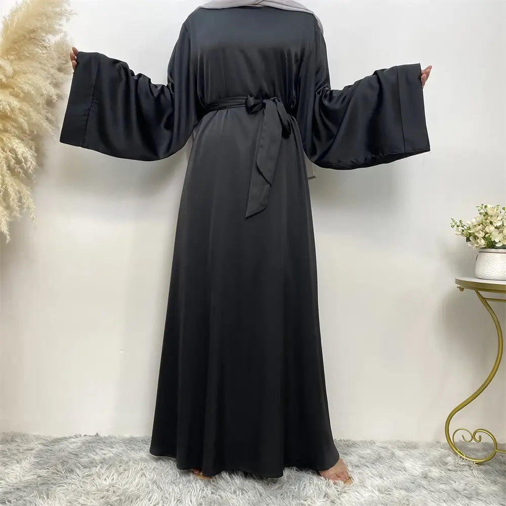 Robe musulmane en satin à lacets pour femme