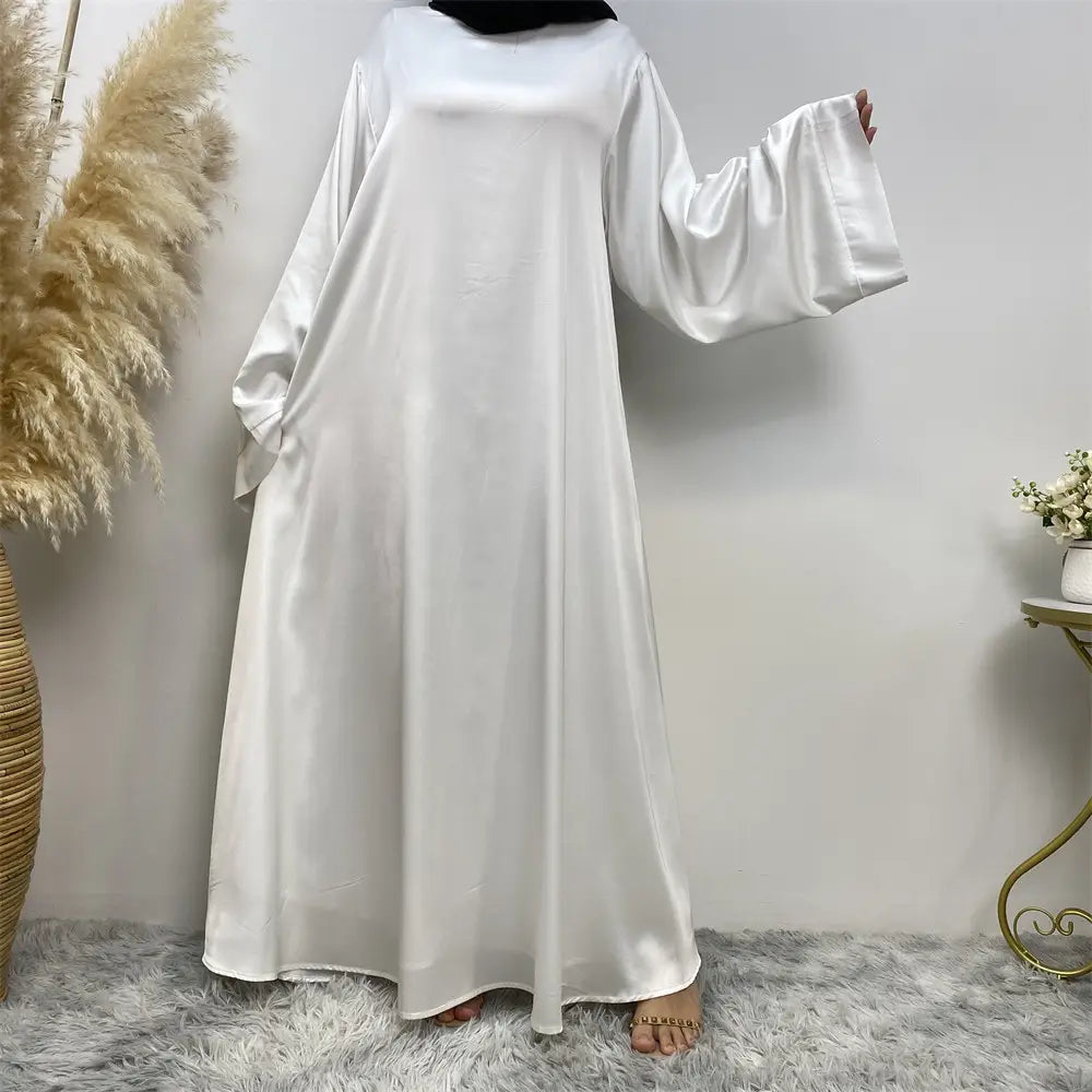 Robe musulmane en satin à lacets pour femme