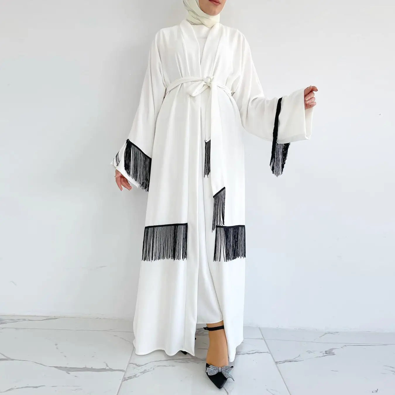 Vêtements ethniques arabes de Dubaï, Moyen-Orient, Abaya, manteau, robe à franges