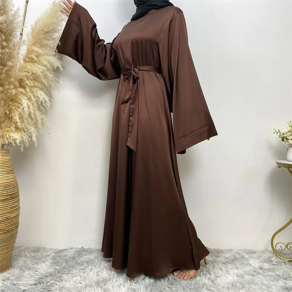 Robe musulmane en satin à lacets pour femme