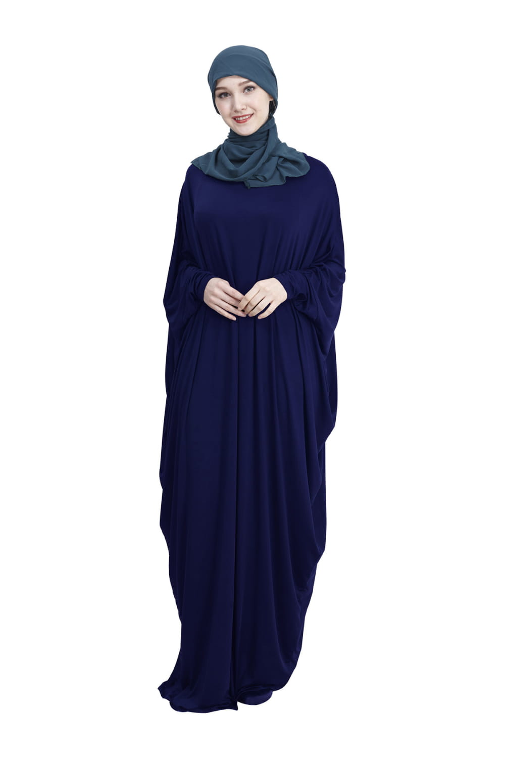 Robe musulmane arabe décontractée multicolore à manches chauve-souris